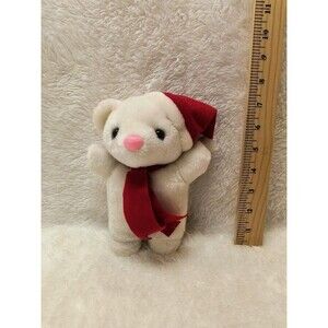 Vintage 7" Dreamland Toys Inc. Mini Santa Teddy Bear With Hat and Scarf